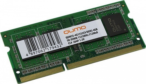 Оперативная память QUMO 4GB DDR3 SODIMM PC3-10600 QUM3S-4G1333С9