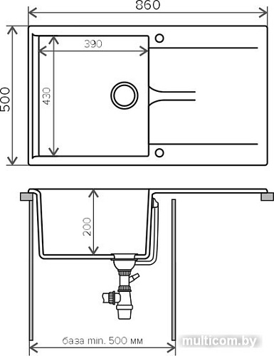 Кухонная мойка Polygran Gals-860 (белый хлопок 36)