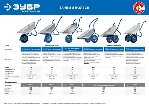 Одноколесная тачка Зубр Профессионал 39903