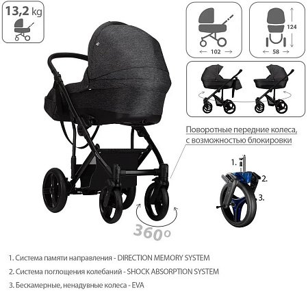 Универсальная коляска BEBETTO Tiger Lux (2 в 1, 06/черная рама)
