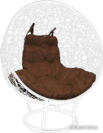 Кресло M-Group Круг на подставке 11080105 (белый ротанг/коричневая подушка)