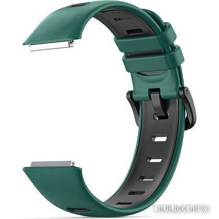 Ремешок Rumi силиконовый для Huawei Band 7 (зеленый/черный)