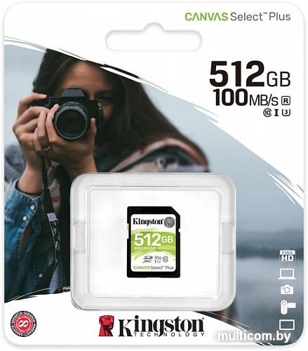 Карта памяти Kingston Canvas Select Plus SDXC 512GB