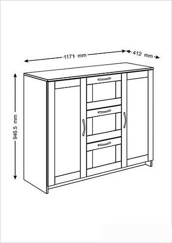 Комод Mio Tesoro Сириус 2 двери и 3 ящика 117x95 2.02.03.340.1 (белый)