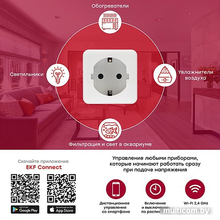 Умная розетка EKF Сonnect Wi-Fi (белый)