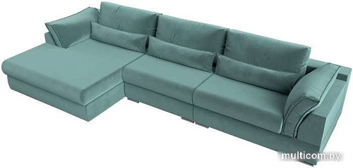 Угловой диван Mebelico Пекин Long 115424L (левый, велюр, бирюзовый)