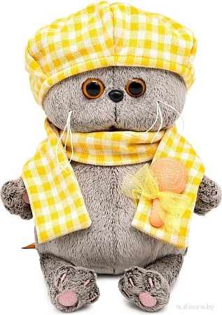 Классическая игрушка BUDI BASA Кот Басик Baby в берете и шарфе в клетку 10870428
