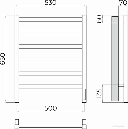 Полотенцесушитель TERMINUS Ното П6 500x650 (хром, Quick Touch)
