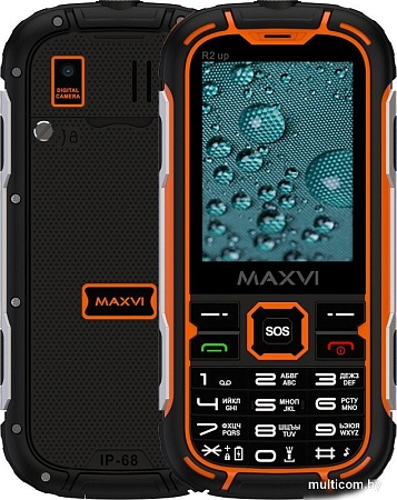 Телефон Maxvi R2 up (черный/оранжевый)