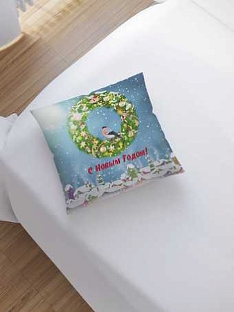 Чехол на подушку JoyArty Снегирь с подарками sl_78635