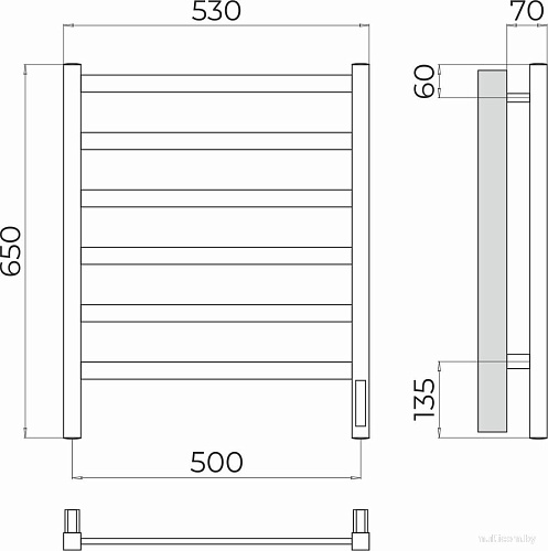 Полотенцесушитель TERMINUS Ното П6 500x650 (хром, Quick Touch)