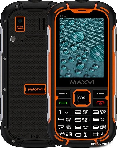 Телефон Maxvi R2 up (черный/оранжевый)