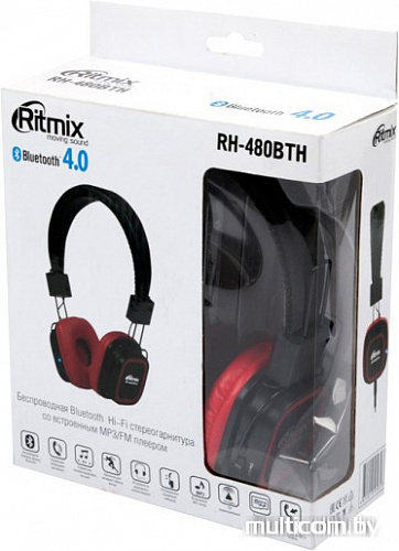 Наушники Ritmix RH-480BTH (черный/красный)