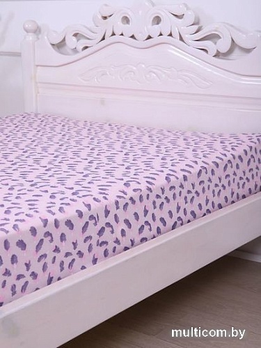 Постельное белье Luxsonia Трикотаж на резинке 120x200 3366 (перышки розовый)