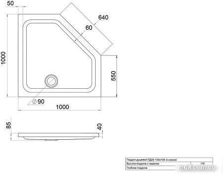 Душевой поддон Triton ПД28 90x90