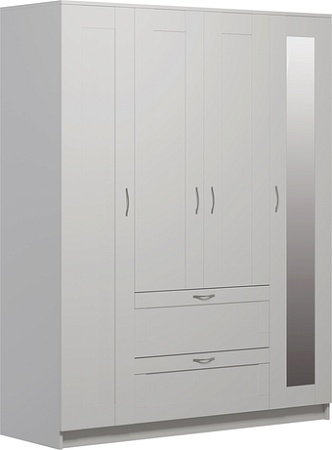 Шкаф распашной Mio Tesoro Сириус 4-х створчатый 2 ящика с зеркалом 2.02.01.091.1 (белый)