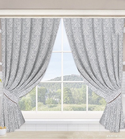 АртПостель Вензель серый для кухни с подхватом Ш.145.180