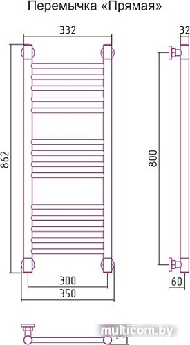 Полотенцесушитель Сунержа Богема+ 800x300 00-0220-8030