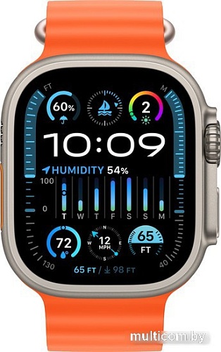 Умные часы Apple Watch Ultra 2 LTE 49 мм (титановый корпус, титановый/оранжевый, ремешок из эластомера)