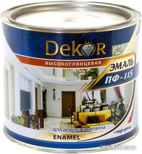 Эмаль Dekor ПФ-115 глянцевая (белый, 1.8 кг)