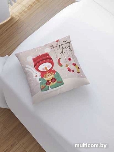 Чехол на подушку JoyArty Угощение от снеговика sl_78072