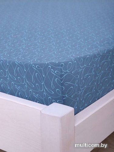 Постельное белье Luxsonia Трикотаж на резинке 160x200 1393 (вензель синий)