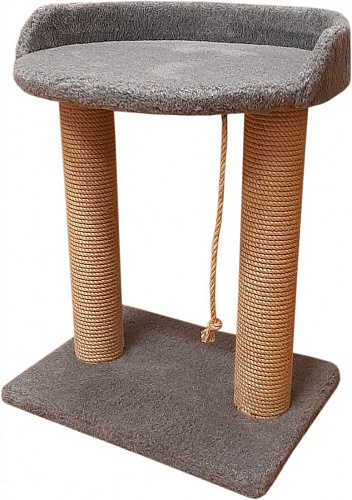 Когтеточка Bast С овальной полкой 55 (джут, серый)