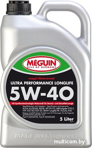 Моторное масло Meguin Megol Ultra Performance Longlife 5W-40 5л [6328]