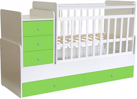 Детская кроватка Polini Kids Simple 1111 с комодом (белый/лайм)