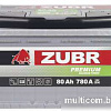 Автомобильный аккумулятор Zubr Premium R+ (80 А·ч)