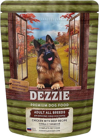 Сухой корм для собак Dezzie Adult Dog All Breeds (для всех взрослых пород с курицей и говядиной) 800 г