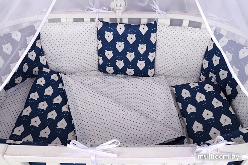 Постельное белье Amarobaby Baby Boom КПБ-3-Белые-медведи (синий)