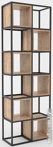 Стеллаж Hype Mebel Грос-2 70x210 (черный/дуб галифакс натуральный)