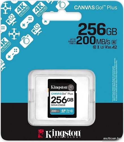 Карта памяти Kingston Canvas Go! Plus SDXC 256GB SDG4/256GB