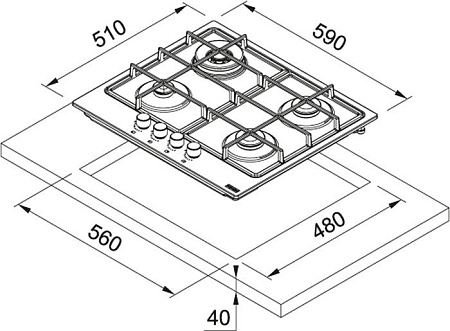 Варочная панель Franke Smart FHSM 604 3G DC XS C