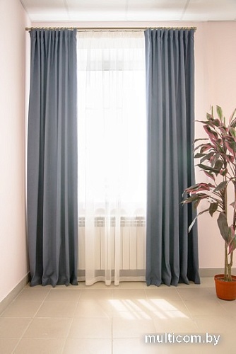 Комплект штор Decoretto Сатин индиго СИ-K12 3.75x2.7 м (синий, 2 шт)