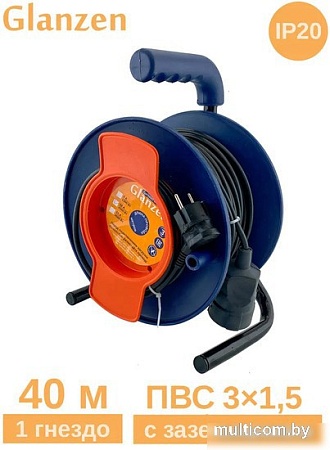 Удлинитель на катушке Glanzen EC-40-003