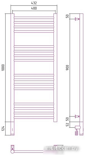 Полотенцесушитель Сунержа Богема 3.0 прямая 1000х400 МЭМ левый 30-5804-1040