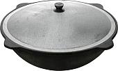 Казан Davr Metall Узбекский чугунный с крышкой, круглое дно (22 л)
