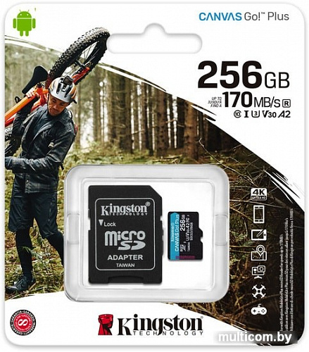 Карта памяти Kingston Canvas Go! Plus microSDXC 256GB (с адаптером)