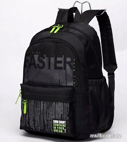 Школьный рюкзак Sun Eight SE-8399 (черный/салатовый)