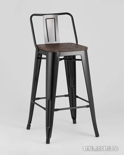 Стул Stool Group Tolix Wood со спинкой YD-H765E-W LG-01 (черный глянцевый/темное дерево)