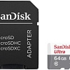 Карта памяти SanDisk Ultra SDSQUNR-064G-GN3MA microSDXC 64GB (с адаптером)