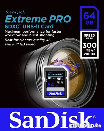 Карта памяти SanDisk Extreme PRO UHS-II SDXC 64GB [SDSDXPK-064G-GN4IN]