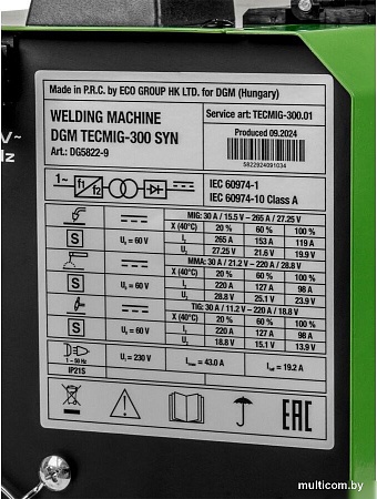 Сварочный инвертор DGM TECMIG-300 SYN