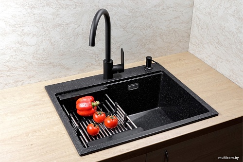 Кухонная мойка Marblan Comfort 60 (черный, с сифоном)
