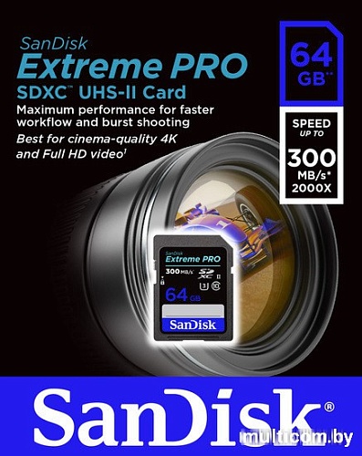 Карта памяти SanDisk Extreme PRO UHS-II SDXC 64GB [SDSDXPK-064G-GN4IN]