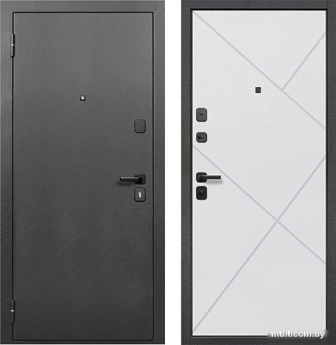 Металлическая дверь Guard 7см Серебро/белый матовый (86x205, левая)