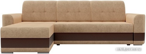 Угловой диван Mebelico Честер 61112 (левый, вельвет бежевый/экокожа коричневый)