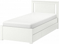 Кровать Ikea Сонгесанд 200x90 (белый, 2 ящика, Лонсет) 192.410.09